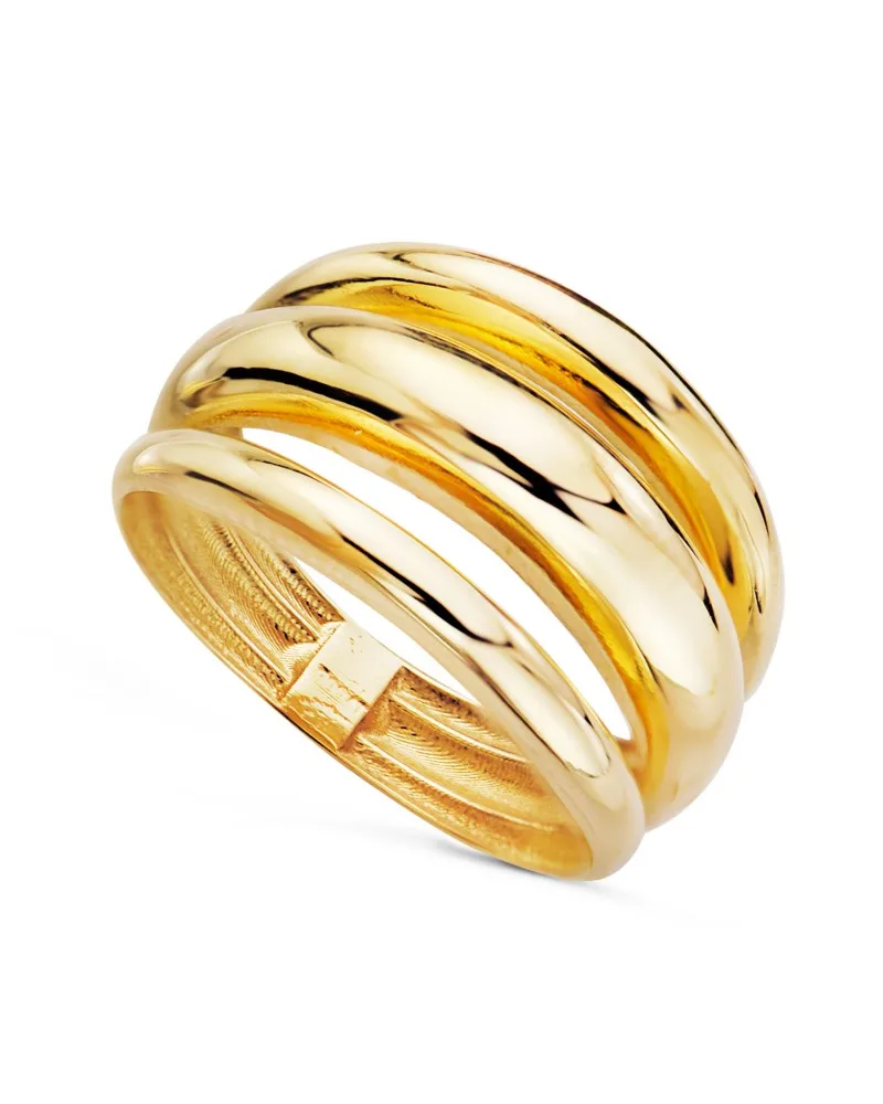 Sortija oro 18k amarillo tres bandas brillo 12 mm