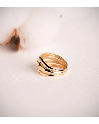 Sortija oro 18k amarillo tres bandas brillo 12 mm