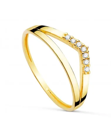 Sortija oro 18k amarillo pico con circonitas
