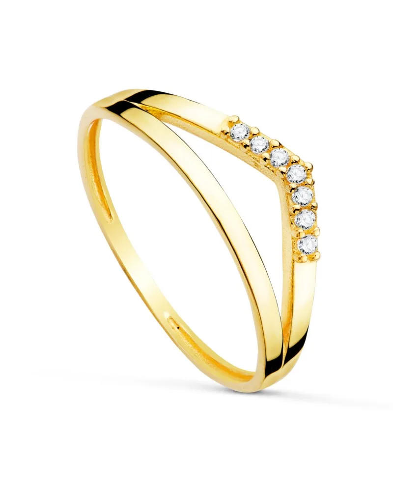 Sortija oro 18k amarillo pico con circonitas