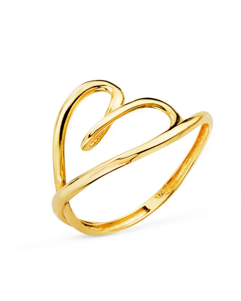 Sortija oro 18k amarillo corazón cruzado brillo