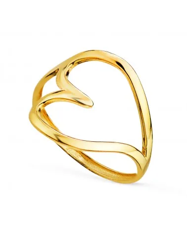 Sortija oro 18k amarillo corazón liso brillo 16 mm