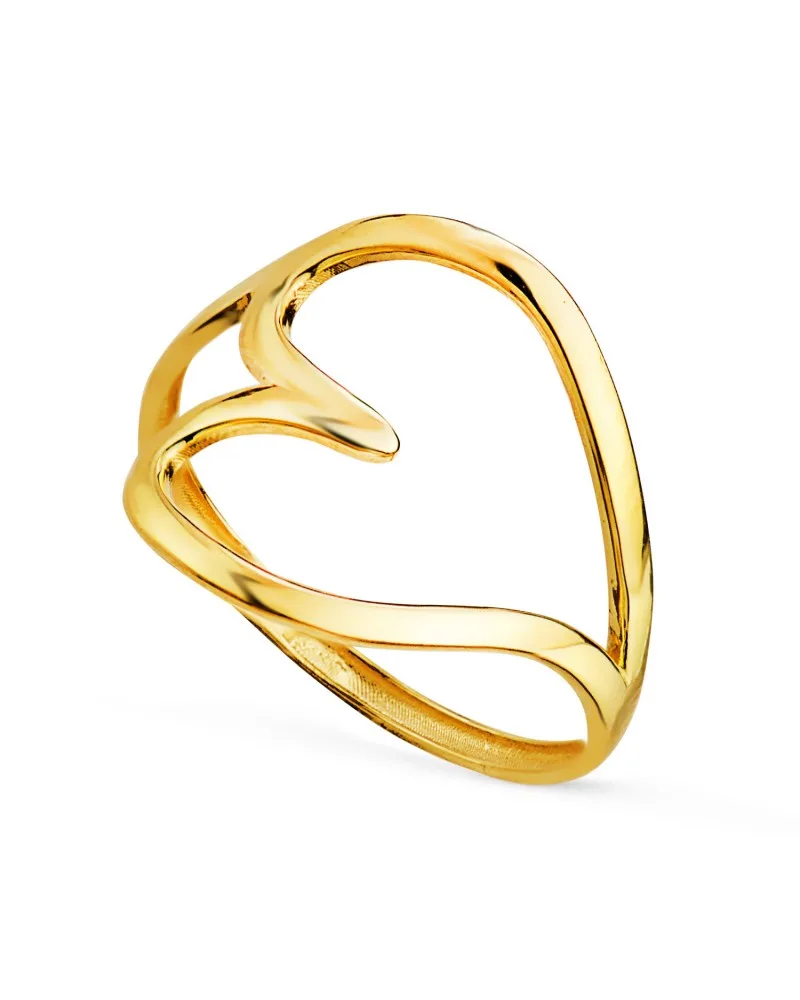 Sortija oro 18k amarillo corazón liso brillo 16 mm