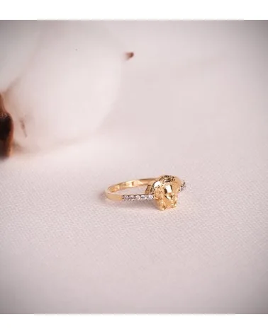 Sortija oro 18k bicolor con medusa y circonitas