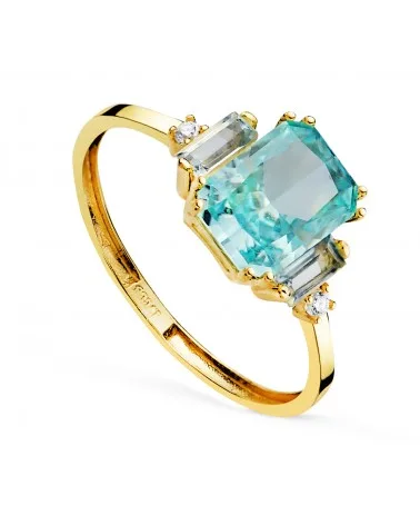 Sortija oro 18k amarillo piedra octogonal 8x6 mm ice cut