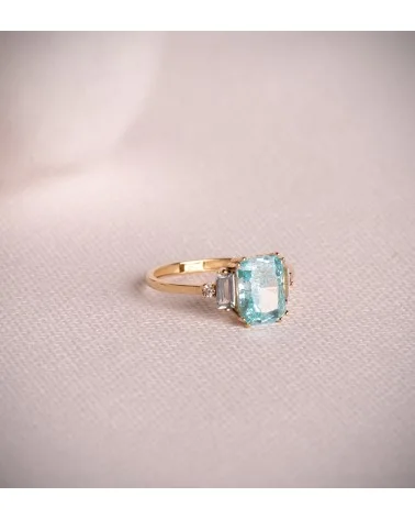 Sortija oro 18k amarillo piedra octogonal 8x6 mm ice cut