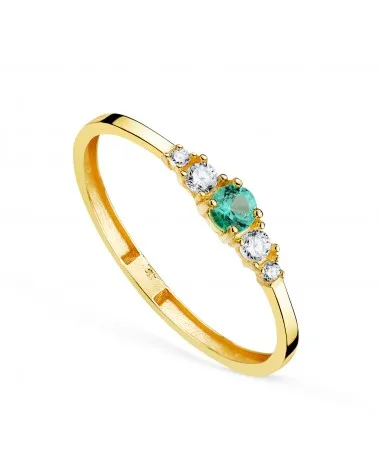 Sortija oro 18k amarillo topacio natural redondo y circonitas