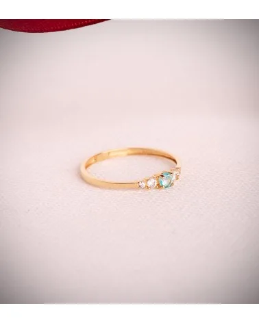 Sortija oro 18k amarillo topacio natural redondo y circonitas