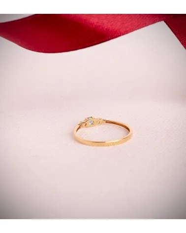Sortija oro 18k amarillo topacio natural redondo y circonitas