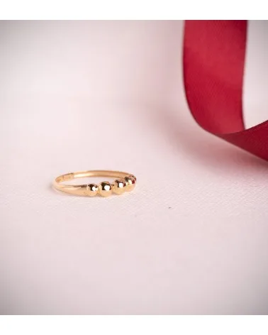 Sortija oro 18k amarillo con cinco bolas en disminucion 4 mm