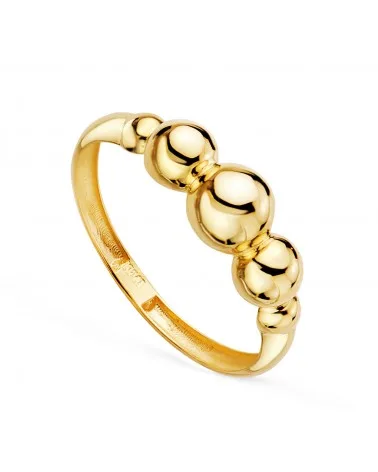 Sortija oro 18k amarillo con cinco bolas en disminucion 5,5 mm