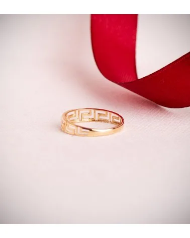 Sortija oro 18k amarillo lisa greca calada brillo