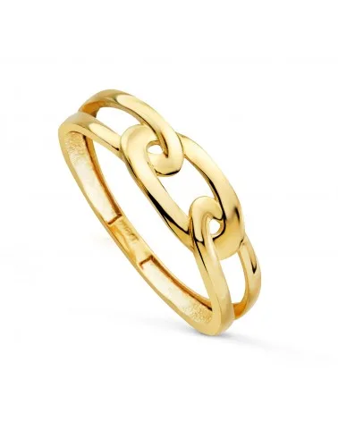 Sortija oro 18k amarillo lisa eslabones calados