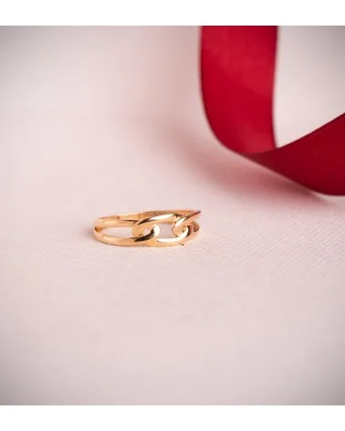 Sortija oro 18k amarillo lisa eslabones calados