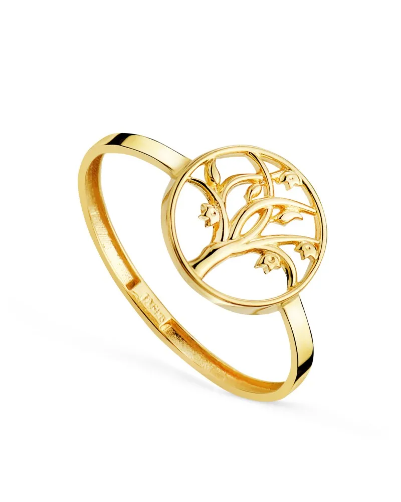 Sortija oro 18k amarillo árbol de la vida calado