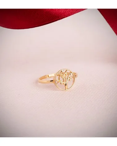 Sortija oro 18k amarillo árbol de la vida calado