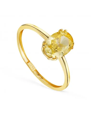 Sortija oro 18k amarillo piedra ice cut yellow oval de 8x6 mm