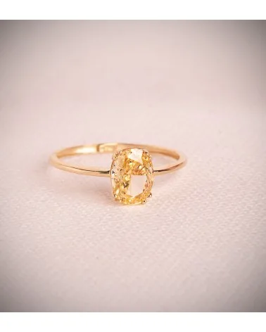Sortija oro 18k amarillo piedra ice cut yellow oval de 8x6 mm