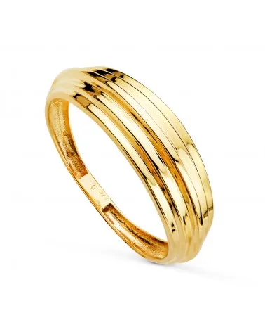 Sortija oro 18k amarillo lisa con bandas brillo