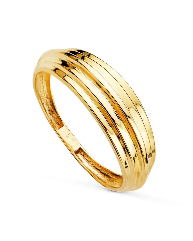 Sortija oro 18k amarillo lisa con bandas brillo