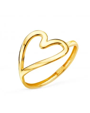 Sortija oro 18k amarillo corazón liso brillo 12 mm
