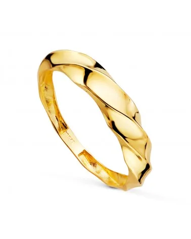 Sortija oro 18k amarillo lisa cuerpo reliado brillo