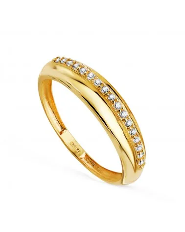 Sortija oro 18k amarillo bandas brillo con carril