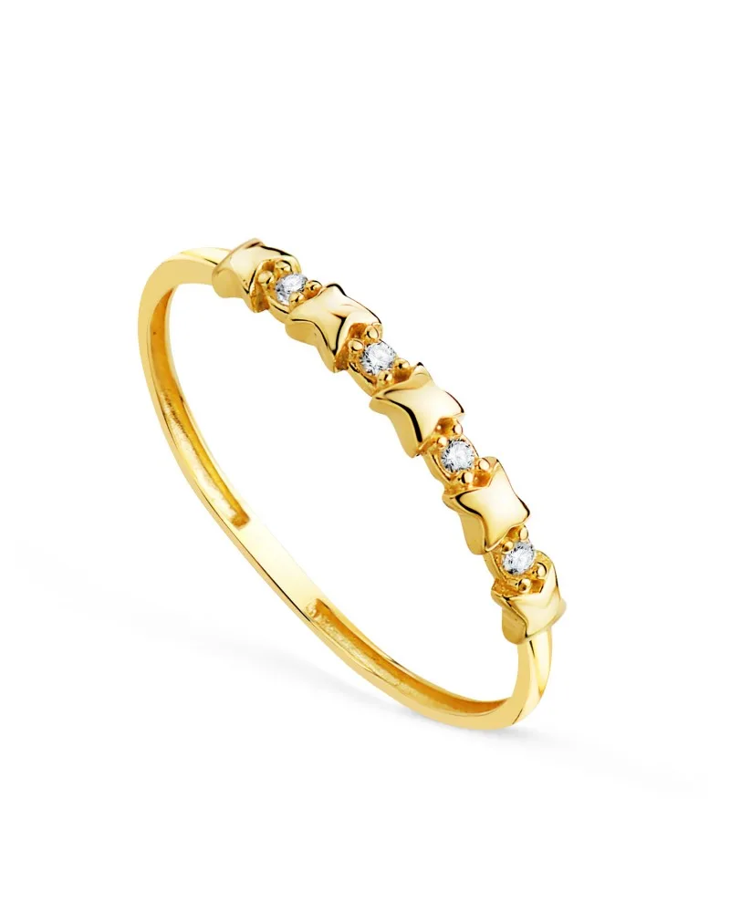 Sortija oro 18k amarillo estrellitas con 4 circonitas