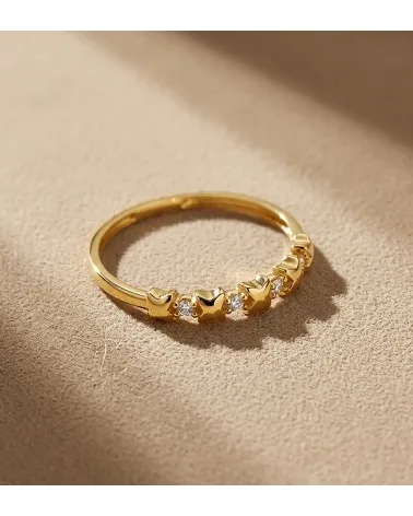 Sortija oro 18k amarillo estrellitas con 4 circonitas