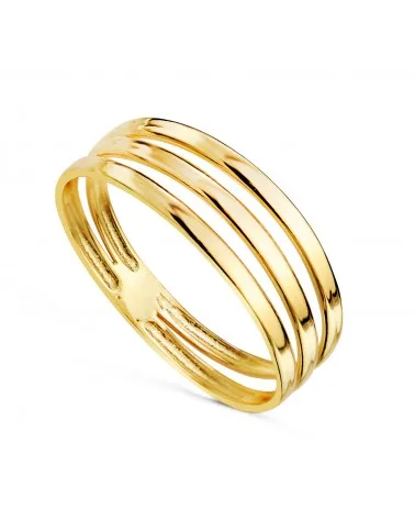 Sortija oro 18k amarillo tres bandas brillo 6 mm