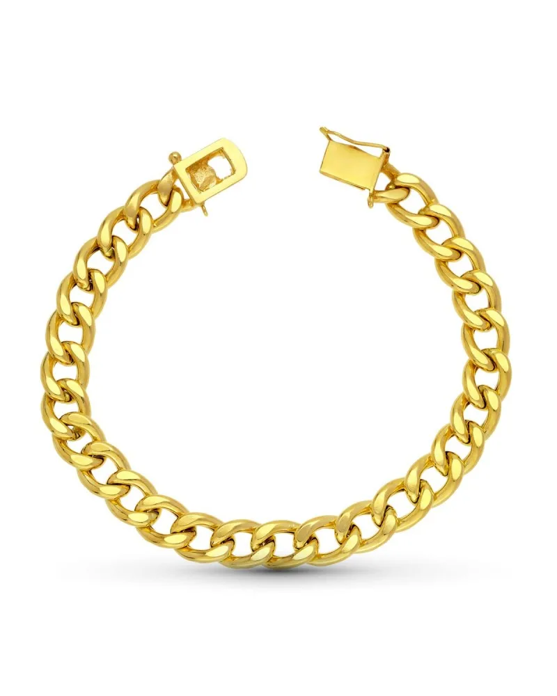 Pulsera oro 18k amarillo barbada hueca 22 cm 9 mm