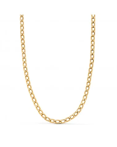 Cadena oro 18k amarillo barbada hueca