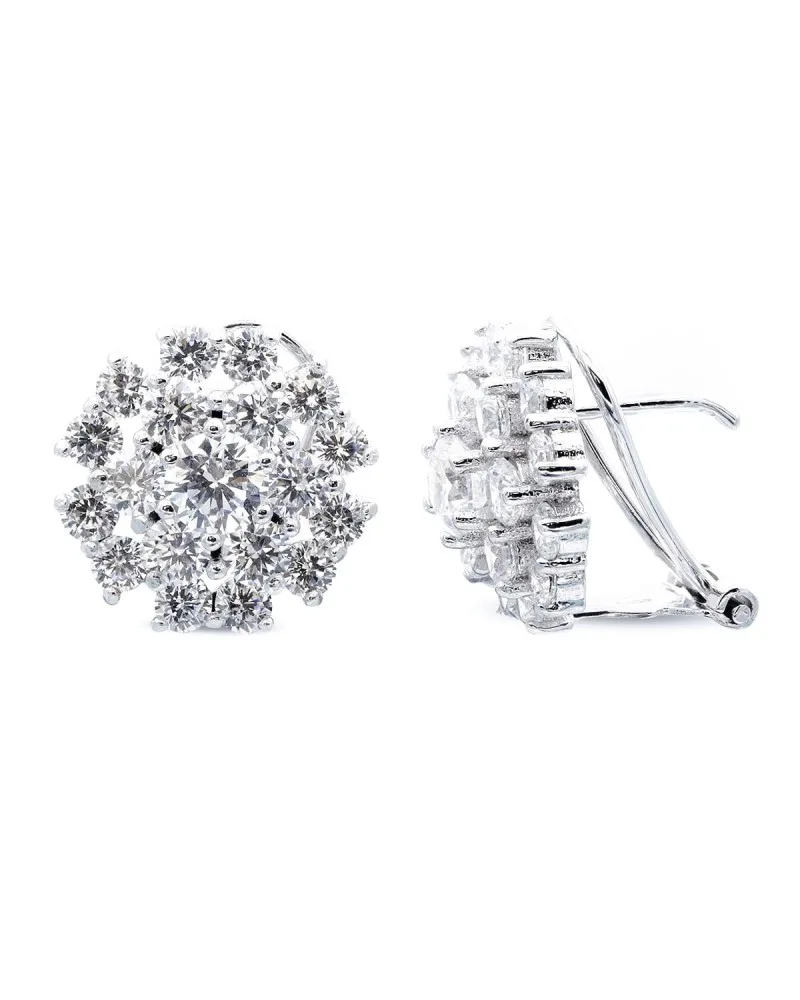 Pendientes oro 18k blanco circonitas 14 mm