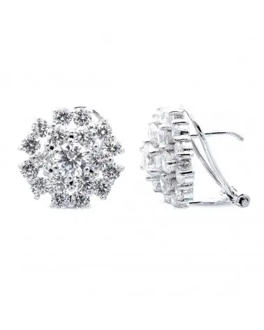 Pendientes oro 18k blanco circonitas 14 mm
