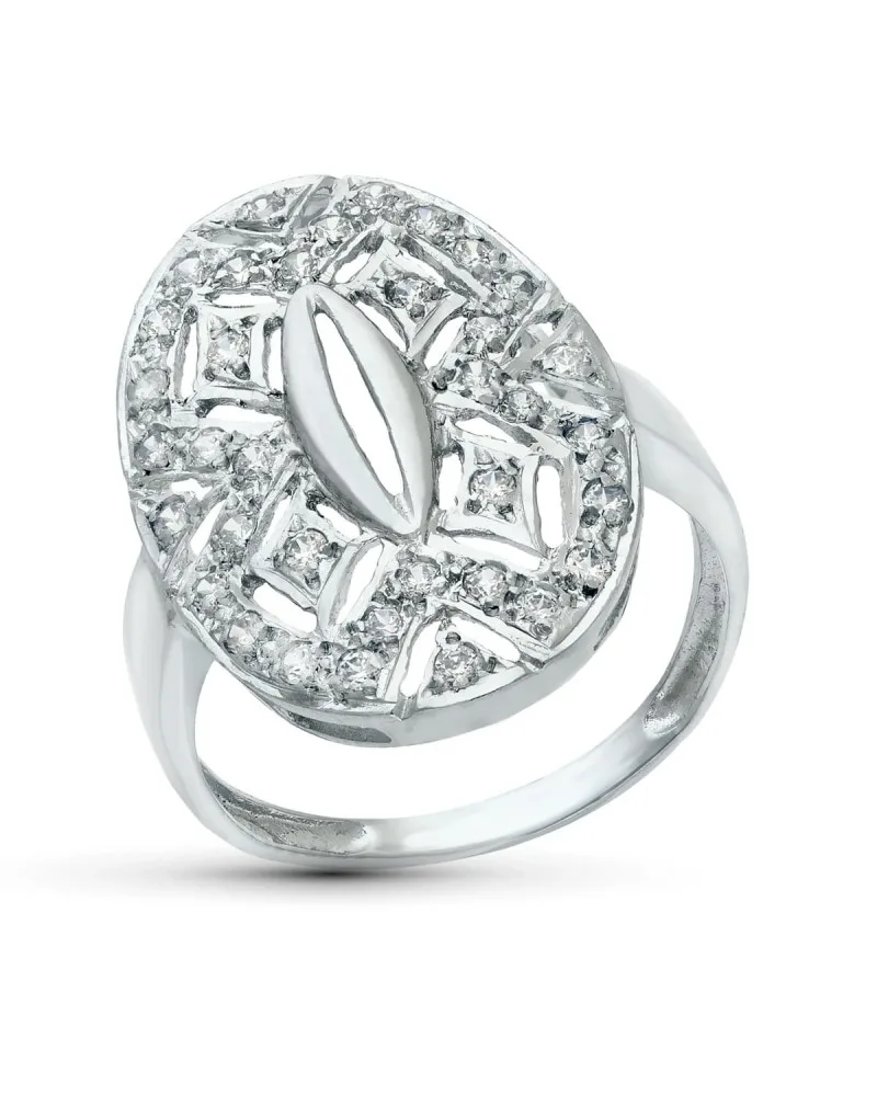 Sortija oro 18k blanco motivo lanzadera 23x15 mm