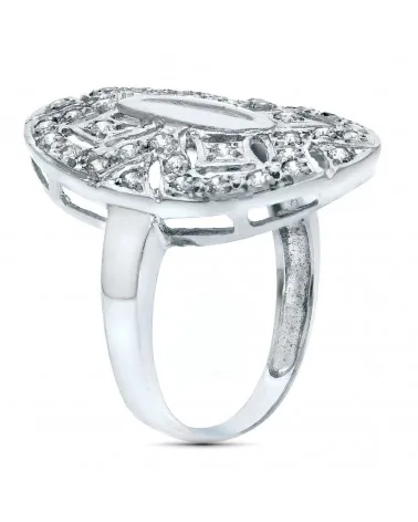 Sortija oro 18k blanco motivo lanzadera 23x15 mm