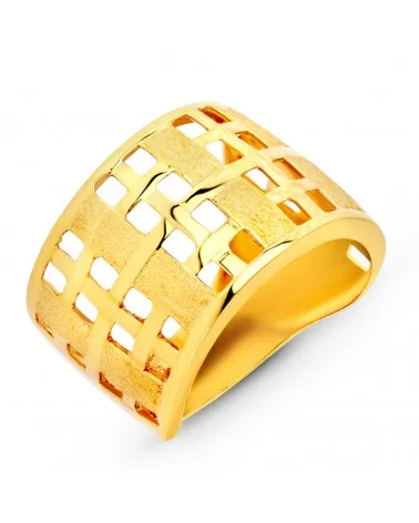 Sortija oro 18k amarillo cuadrados calados