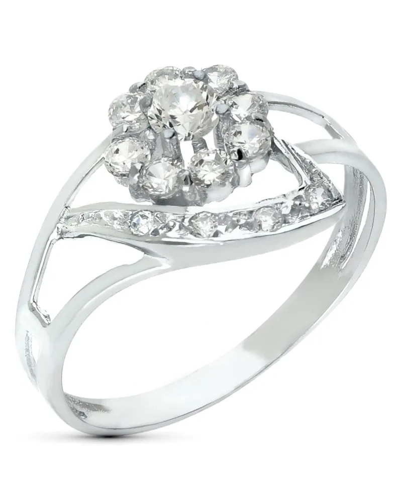 Sortija oro 18k blanco cuajo con circonitas 11 mm