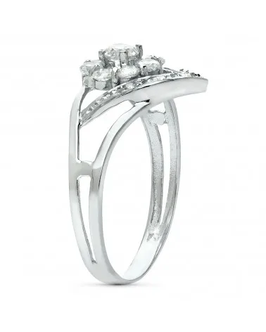 Sortija oro 18k blanco cuajo con circonitas 11 mm