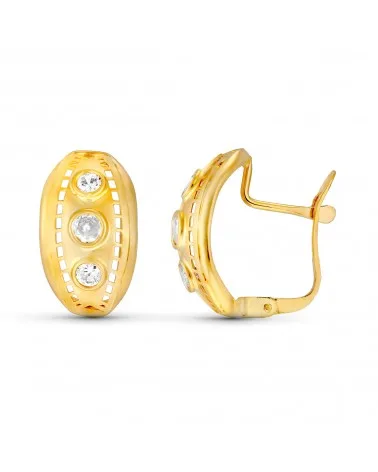 Pendientes oro 18k amarillo circonita 15x9 mm