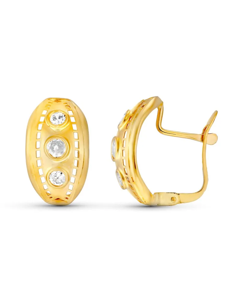 Pendientes oro 18k amarillo circonita 15x9 mm