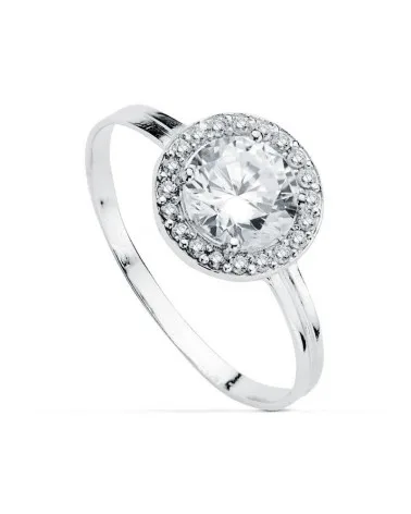 Sortija oro 18k blanco motivo redondo circonita 6 mm