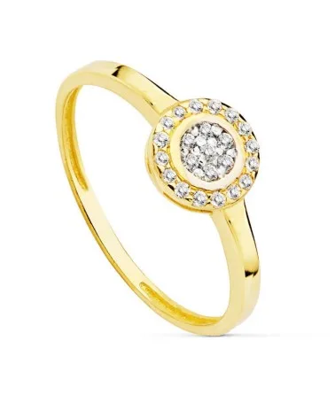 Sortija oro 18k bicolor motivo redondo con circonitas 6 mm