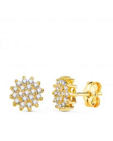 Pendientes oro 18k amarillo cuajo con circonitas 8x7,5 mm