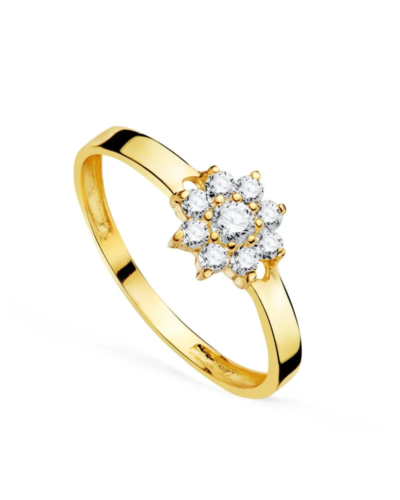 Sortija oro 18k amarillo cuajo con circonitas 7 mm.ancho