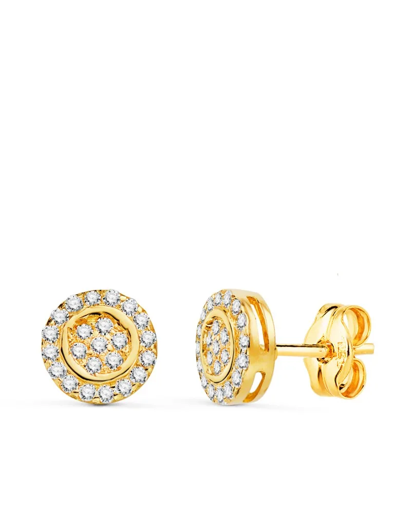 Pendientes oro 18k amarillo redondos con circonitas