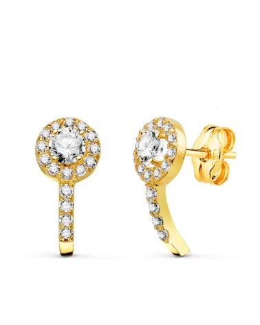 Pendientes oro 18k amarillo cuajo con circonitas 12,5x6 mm