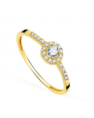 Sortija oro 18k amarillo cuajo con circonitas 6 mm.ancho