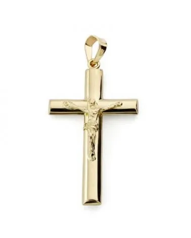 Cruz oro 18k amarillo con Cristo palo oval