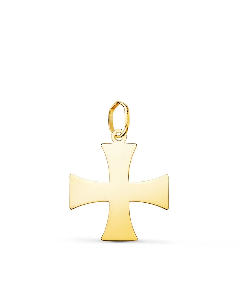 Colgante oro 18k amarillo cruz templaria silueta brillo 18x16 mm